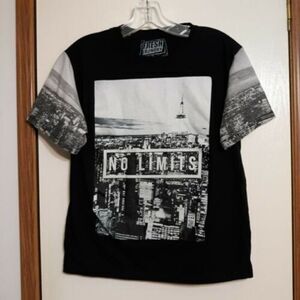 Fresh Laundry No Limits Boys Black Graphic T-Shirt Size L Graphic Sleeves
